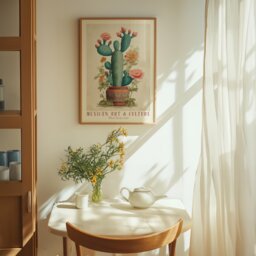 Mexican Cactus Art Print Vintage Folk Botanical Decor - thumbnail 2
