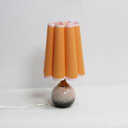 Handmade Scallop Orange Fabric Table Lamp Ceramic Base Home Decor - thumbnail 1
