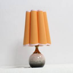 Handmade Scallop Orange Fabric Table Lamp Ceramic Base Home Decor - thumbnail 3