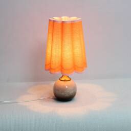Handmade Scallop Orange Fabric Table Lamp Ceramic Base Home Decor - thumbnail 4