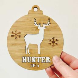 Personalised Christmas Tree Bauble With Your Name On It - Custom Reindeer Theme #1 Xmas Gift Presents
