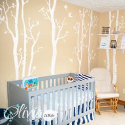 Baby Nursery Large White Tree Decal Huge Tree Wall Wall Art Tattoo Mural Stickers Decals Decor - Nt015 - thumbnail 1