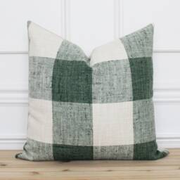 Green & White Plaid Pillow Cover Buffalo Check Modern Decorative Throw Lumbar - Finley - thumbnail 1