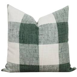 Green & White Plaid Pillow Cover Buffalo Check Modern Decorative Throw Lumbar - Finley - thumbnail 3
