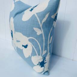 Laura Ashley Simone Seaspray Cushion, Blue Floral Fabric Both Sides, Handmade With A Zip Fastening, 16 - thumbnail 3