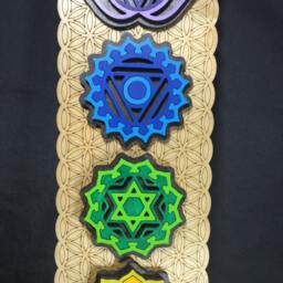 Chakra Wall Art, Flower Of Life, Wooden Hanging, Decoration, Decor, Kundalini Yoga - thumbnail 3