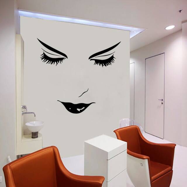 Woman Face Lashes Wall Decal Beauty Salon Decor T36 - image 1