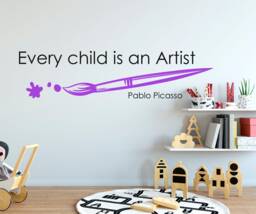 Every Child Is An Artist Wall Decal, Kids Gallery Pablo Picasso Quote, Stickers - thumbnail 1