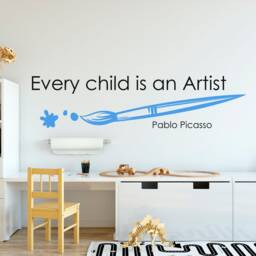 Every Child Is An Artist Wall Decal, Kids Gallery Pablo Picasso Quote, Stickers - thumbnail 2