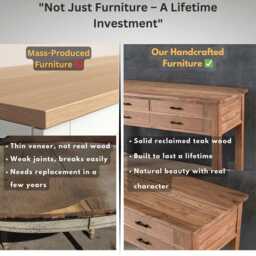 Reclaimed Teak Wood Dining Chair Kitchen Set - thumbnail 4