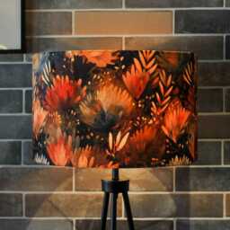 Autumn Flowers Leaves Print Velvet Lampshade Brown Orange Autumnal 25cm 30cm 35cm 40cm 45cm - Drum Lamp Shade Handmade Home Decor Ceiling - thumbnail 3