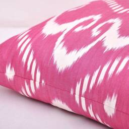 Handmade Ikat Throw Pillow Cover, Pink Accent Cushion - 20x20 Inch - thumbnail 3