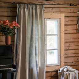 Pencil Pleat Linen Curtain - French Style Curtain, Heavyweight Natural Panel, Farmhouse For Living Room Or Bedroom - thumbnail 3