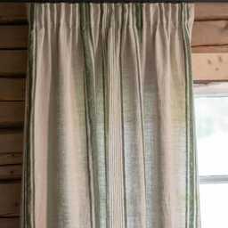 Pencil Pleat Linen Curtain - French Style Curtain, Heavyweight Natural Panel, Farmhouse For Living Room Or Bedroom - thumbnail 2