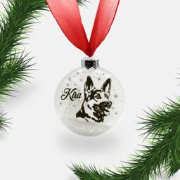 German Shepherd Alsatian Dog Personalised Ornament - Custom Glass Christmas Bauble - thumbnail 2