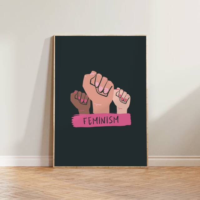 Feminism Print - Wall Print, Positivity Home Decor, Affirmation Minimalist Art, Pink Girl Power - image 1