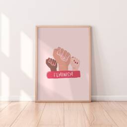 Feminism Print - Wall Print, Positivity Home Decor, Affirmation Minimalist Art, Pink Girl Power - thumbnail 2