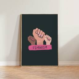 Feminism Print - Wall Print, Positivity Home Decor, Affirmation Minimalist Art, Pink Girl Power - thumbnail 1