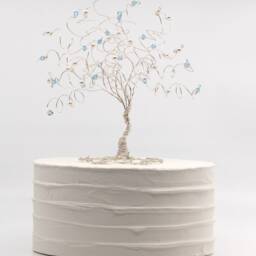 Wedding Gift Engagement Birthstone Tree Sculpture Custom Wire With Combination Of Two Birthstones - thumbnail 2