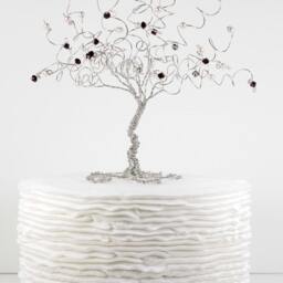 Wedding Gift Engagement Birthstone Tree Sculpture Custom Wire With Combination Of Two Birthstones - thumbnail 3