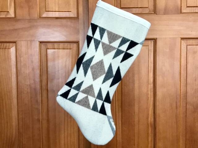Christmas Stocking Xl Diamond Ridge - A Monochromatic Modern Geometric Southwestern Handcrafted Pendleton Woolen Mill Fabric - image 1