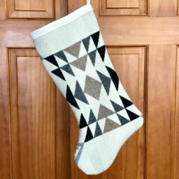 Christmas Stocking Xl Diamond Ridge - A Monochromatic Modern Geometric Southwestern Handcrafted Pendleton Woolen Mill Fabric - thumbnail 2