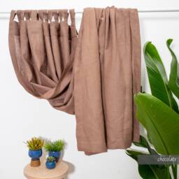 Tab Top Custom Linen Curtains Cafe Panel Shower Curtain 100% Natural European Linen 41 Color Flax Customized Size Bathroom Kitchen Drapes - thumbnail 1