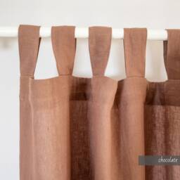 Tab Top Custom Linen Curtains Cafe Panel Shower Curtain 100% Natural European Linen 41 Color Flax Customized Size Bathroom Kitchen Drapes - thumbnail 2
