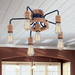 Wooden Farmhouse Lighting 6-Light Ceiling Light Chandelier - thumbnail 2