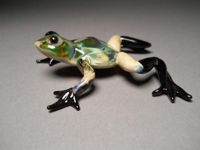 Hand Blown Glass Frog Sculpture Desktop Art Gift - image 1