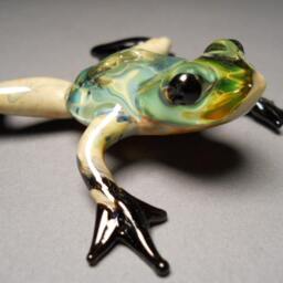 Hand Blown Glass Frog Sculpture Desktop Art Gift - thumbnail 3