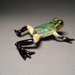 Hand Blown Glass Frog Sculpture Desktop Art Gift - thumbnail 4