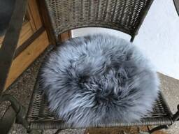 "Seat Cover/Pad Made Out Of Natural Lambskin Sheepskin Colour ""Grey" - thumbnail 1