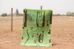 Handwoven Wool Berber Rug Abstract Green Moroccan Boho Rug - thumbnail 1