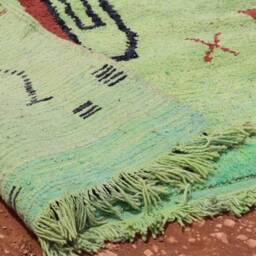 Handwoven Wool Berber Rug Abstract Green Moroccan Boho Rug - thumbnail 4
