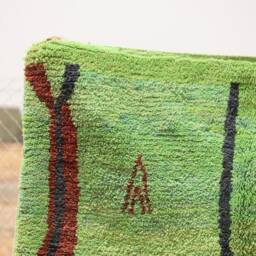 Handwoven Wool Berber Rug Abstract Green Moroccan Boho Rug - thumbnail 3