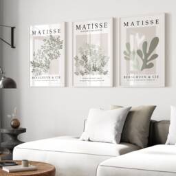 Green Set Of 3 Abstract Henri Matisse Prints, Modern, Gallery Wall Art, Bedroom, Living Room Decor, Neurtal 2460 - thumbnail 2