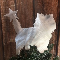 Cairn Terrier, Dog Tree Topper, Holiday Decoration, Wreath Christmas, Aluminum, Stars - thumbnail 2