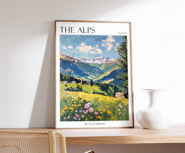 The Alps Travel Poster French Mountain Landscape Art - image 1