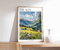 The Alps Travel Poster French Mountain Landscape Art - thumbnail 1