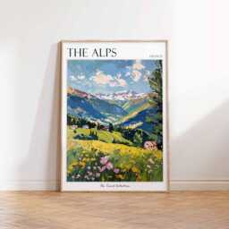 The Alps Travel Poster French Mountain Landscape Art - thumbnail 3