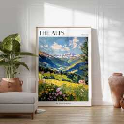 The Alps Travel Poster French Mountain Landscape Art - thumbnail 2