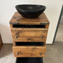Sunderland Reclaimed Wood Rustic Bathroom Vanity Unit - thumbnail 3