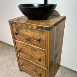 Sunderland Reclaimed Wood Rustic Bathroom Vanity Unit - thumbnail 2