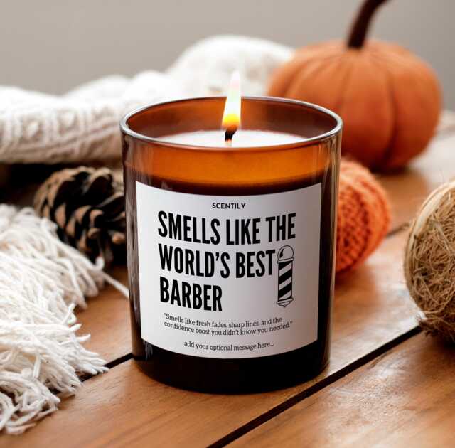 World's Best Barber Candle Hand-Poured Soy Personalized Gift For Barbers Relaxing Scented Shop Thank You Hair - image 1