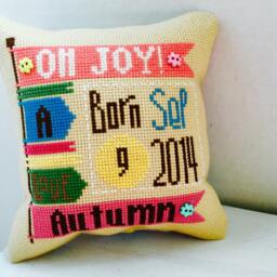 Custom Baby Girl Cross Stitch Pillow Nursery Stats Keepsake - thumbnail 2