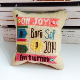 Custom Baby Girl Cross Stitch Pillow Nursery Stats Keepsake - thumbnail 4