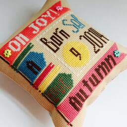 Custom Baby Girl Cross Stitch Pillow Nursery Stats Keepsake - thumbnail 3