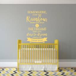 Over The Rainbow Wall Decal Quote - Nursery Vinyl Text Sticker Art Custom Home Decor - thumbnail 3