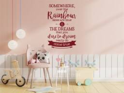 Over The Rainbow Wall Decal Quote - Nursery Vinyl Text Sticker Art Custom Home Decor - thumbnail 1